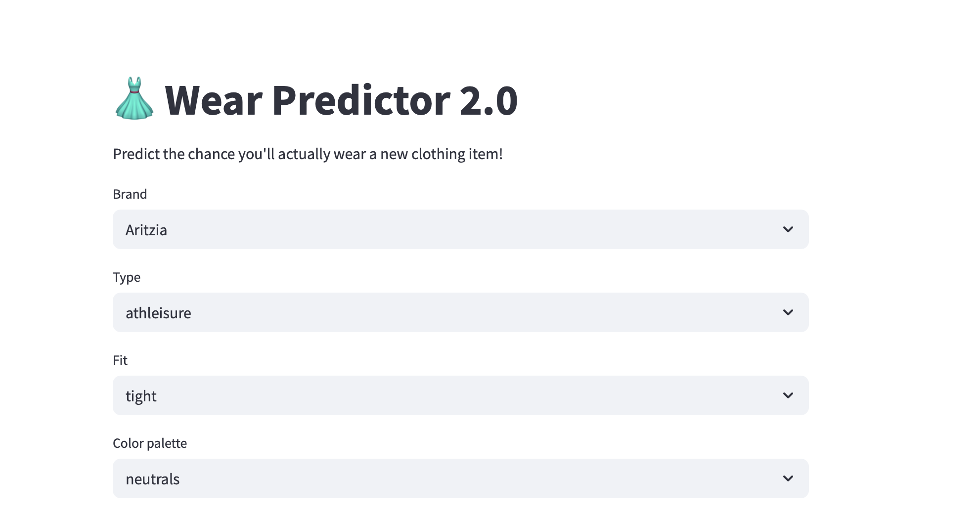 Closet Wear Predictor